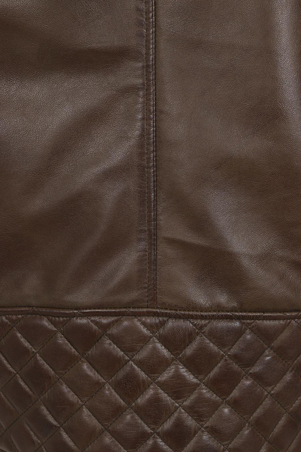 DAVID Men's Brown Lamb Nappa Leather Biker Jacket - Quilted