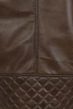 DAVID Men's Brown Lamb Nappa Leather Biker Jacket - Quilted