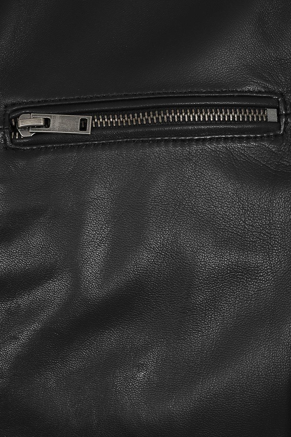 DAVID Men's Genuine Lamb Nappa Leather Biker Jacket - Black