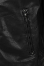 DAVID Men's Genuine Lamb Nappa Leather Biker Jacket - Black
