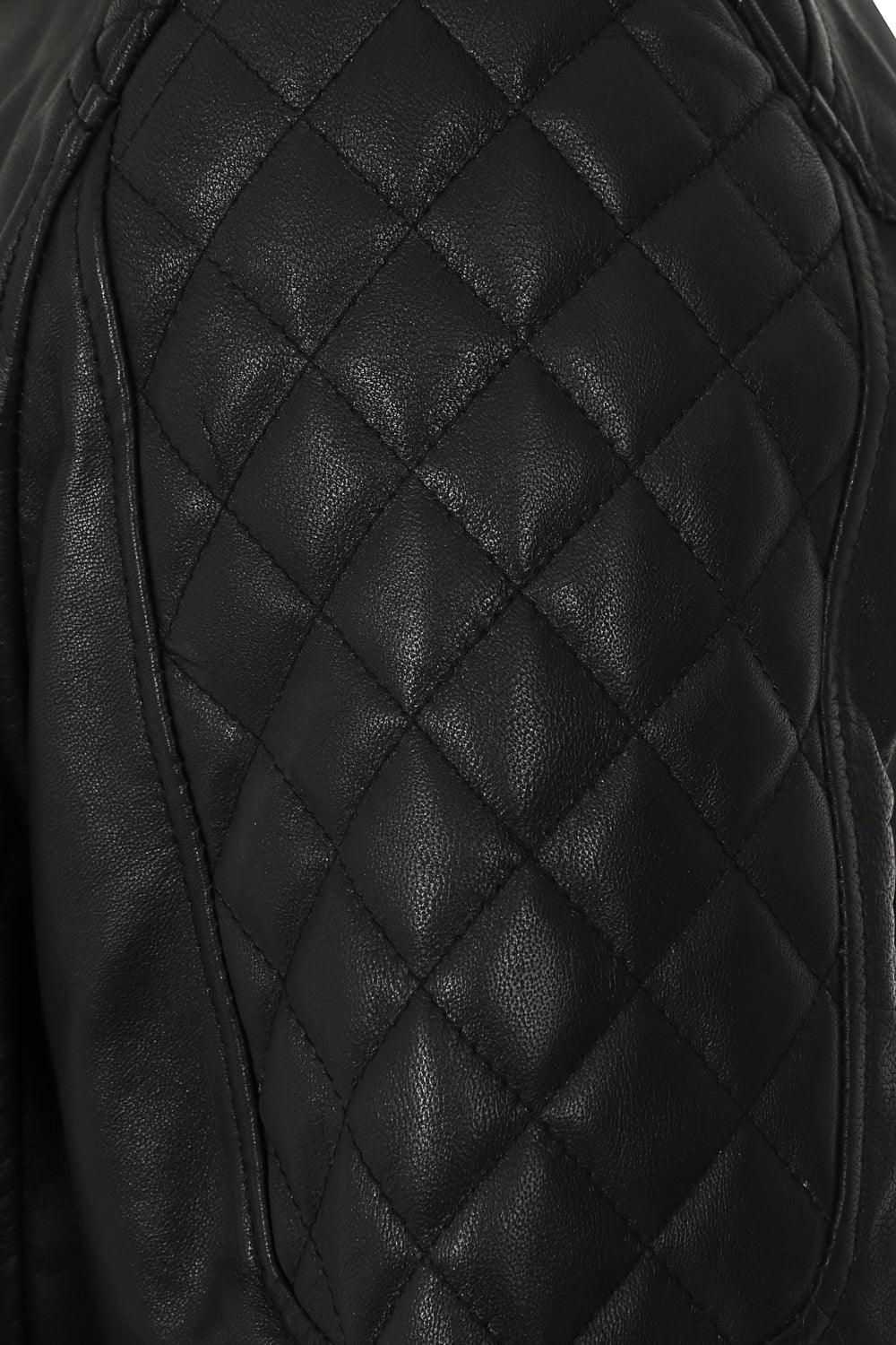DAVID Men's Genuine Lamb Nappa Leather Biker Jacket - Black