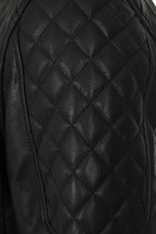 DAVID Men's Genuine Lamb Nappa Leather Biker Jacket - Black