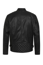 DAVID Men's Genuine Lamb Nappa Leather Biker Jacket - Black