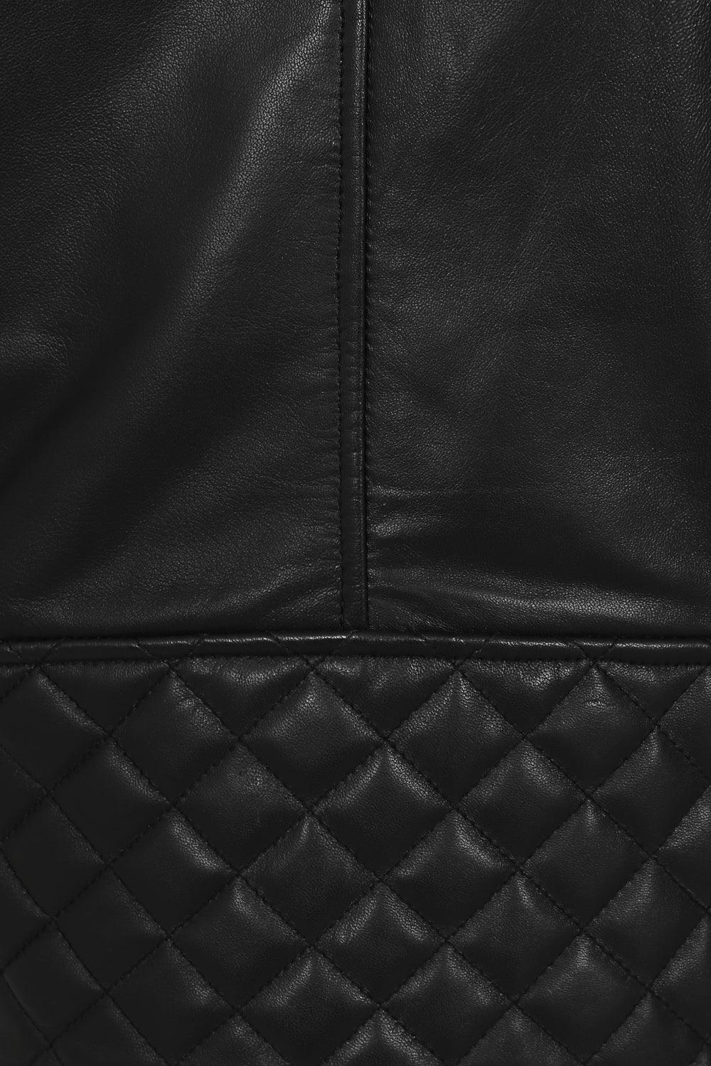 DAVID Men's Genuine Lamb Nappa Leather Biker Jacket - Black