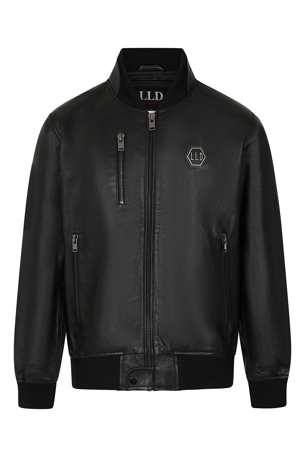 Premium Nappa Leather Bomber Jacket Men's Black - Lleyton