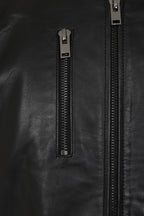 Premium Nappa Leather Bomber Jacket Men's Black - Lleyton