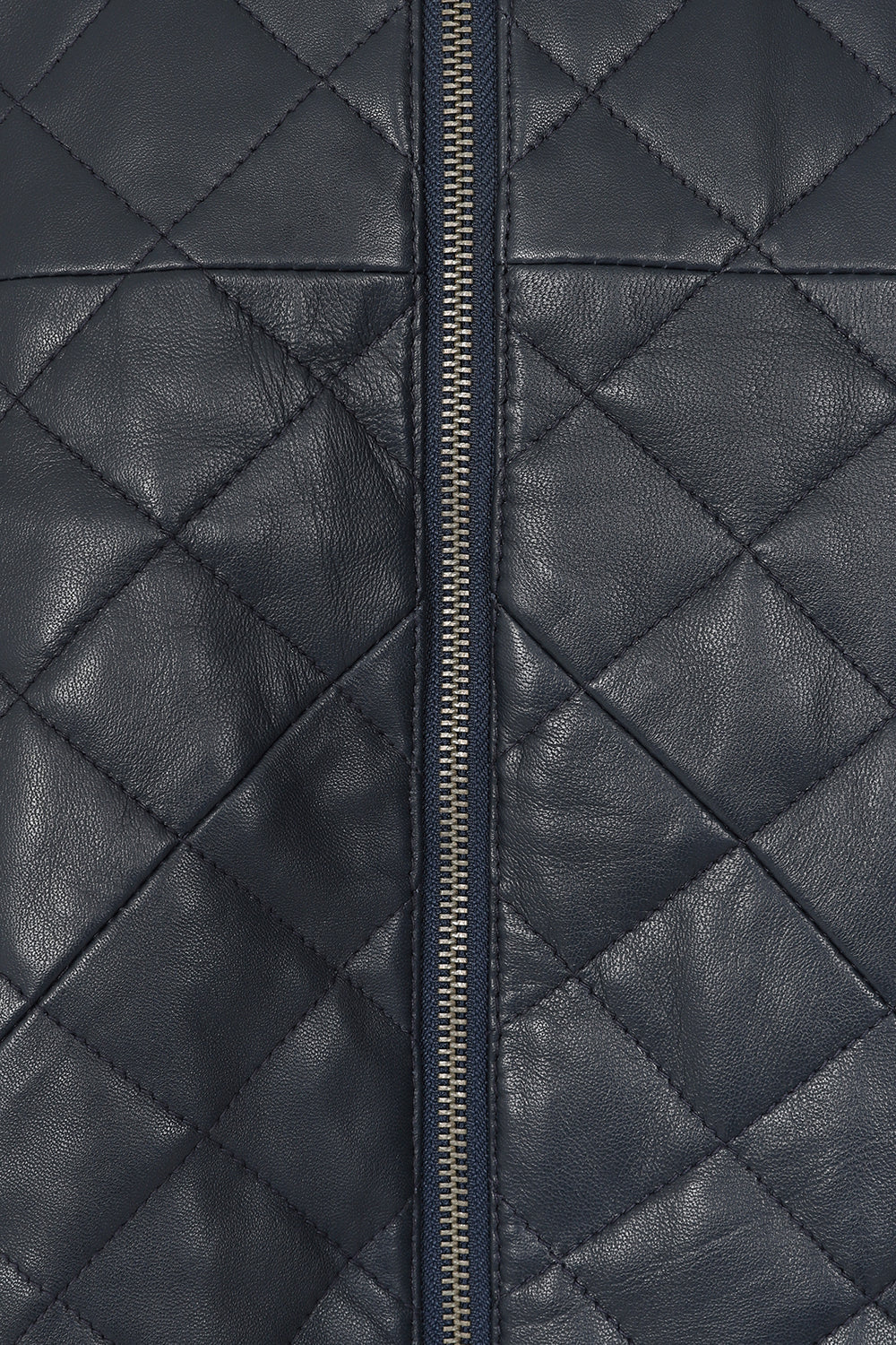Men's Navy Blue Quilted Nappa Leather Jacket - Ken Style