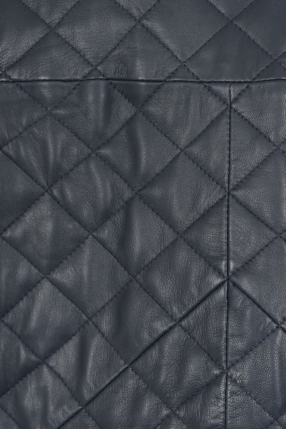 Men's Navy Blue Quilted Nappa Leather Jacket - Ken Style