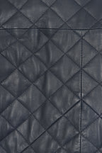 Men's Navy Blue Quilted Nappa Leather Jacket - Ken Style