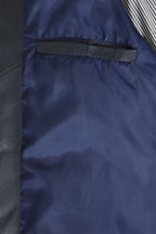 Men's Navy Blue Quilted Nappa Leather Jacket - Ken Style