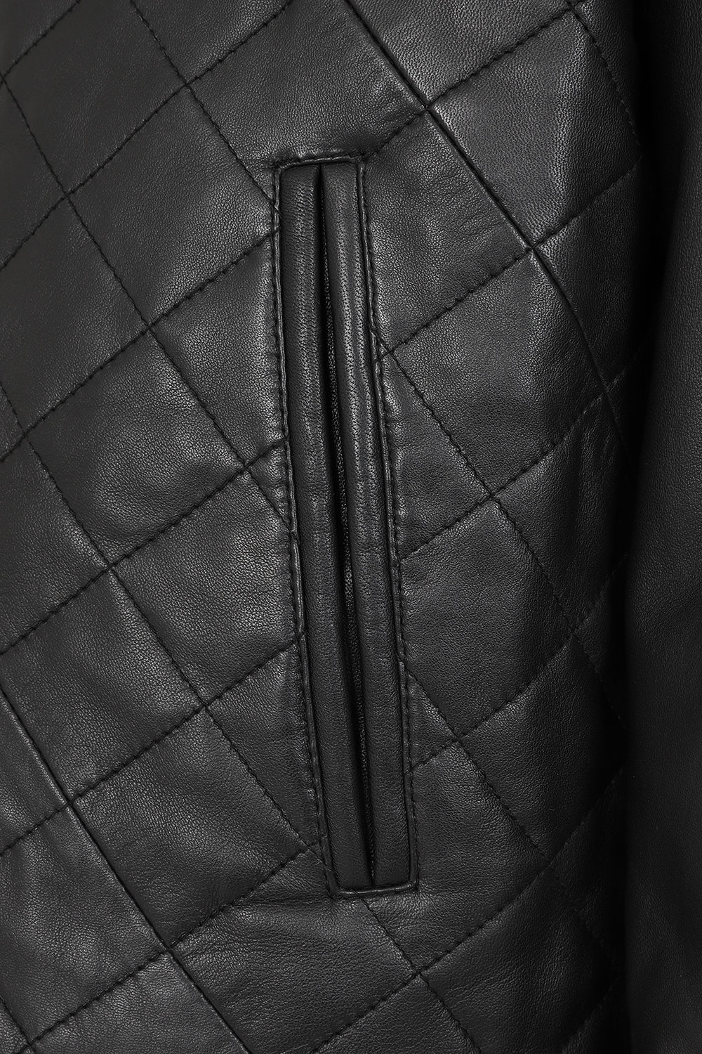 Men's Nappa Leather Quilted Jacket Black - 'KEN' Hip Length
