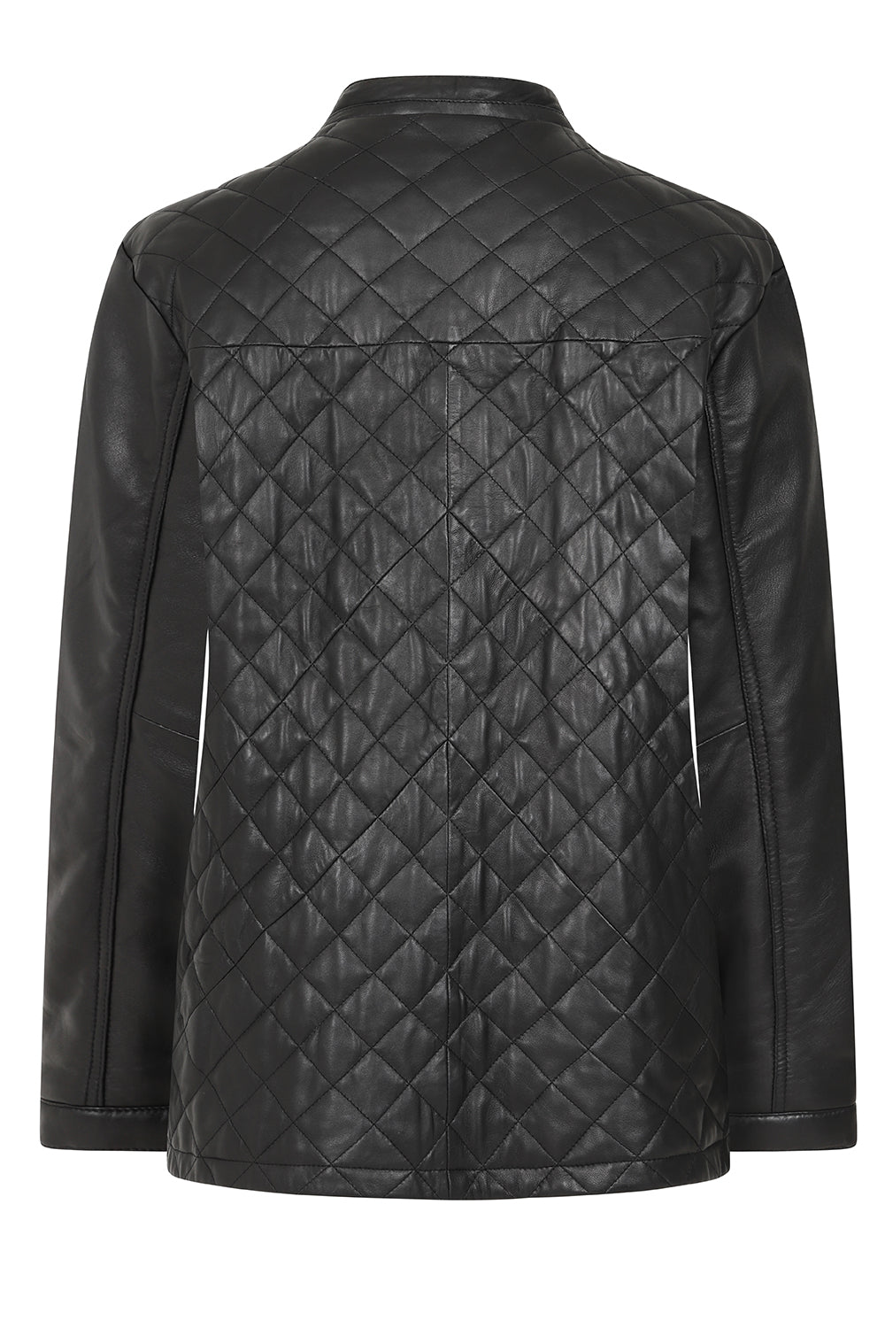 Men's Nappa Leather Quilted Jacket Black - 'KEN' Hip Length