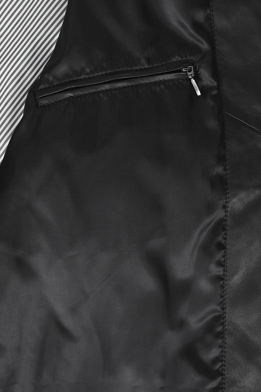 Men's Nappa Leather Quilted Jacket Black - 'KEN' Hip Length