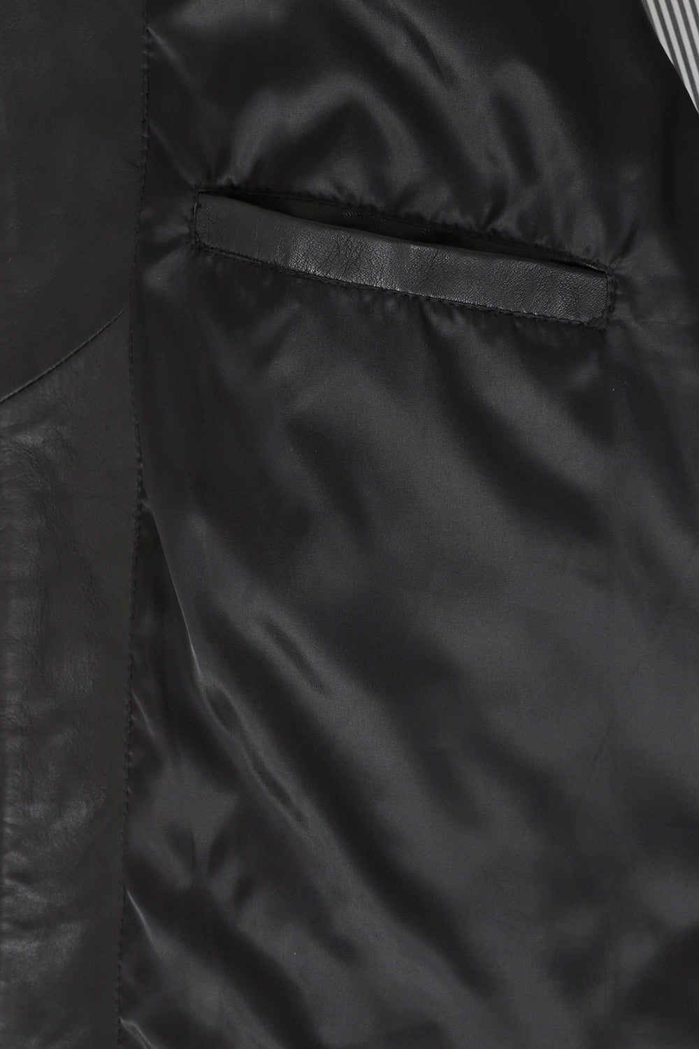 Men's Nappa Leather Quilted Jacket Black - 'KEN' Hip Length