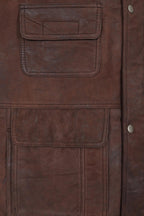 VINNY VIG Men's Genuine Lamb Leather Gilet - Black Brown Buff