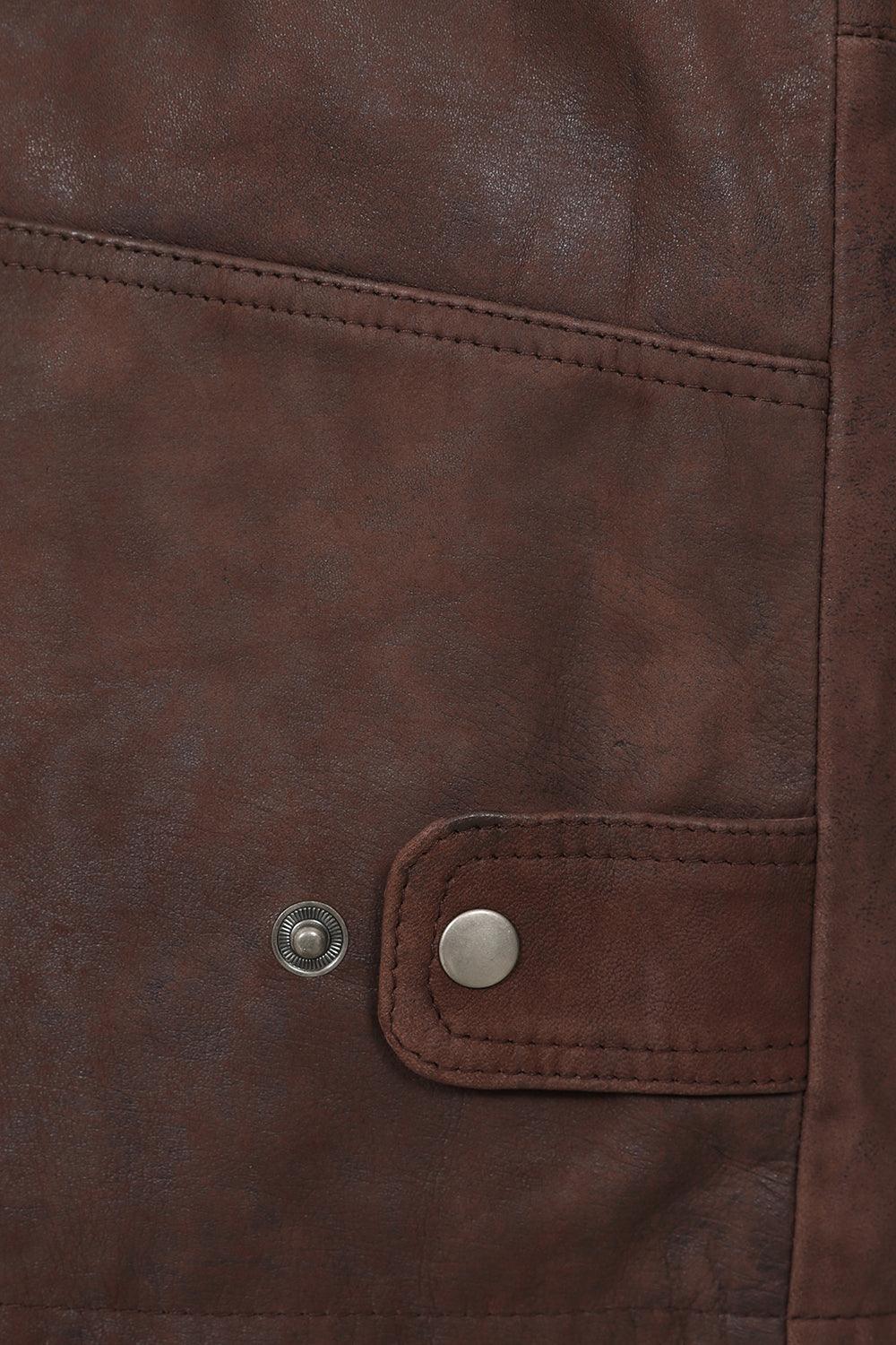 VINNY VIG Men's Genuine Lamb Leather Gilet - Black Brown Buff