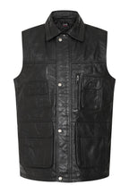 VINNY VIG Men's Genuine Lamb Leather Gilet - Black Brown Buff