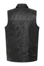 VINNY VIG Men's Genuine Lamb Leather Gilet - Black Brown Buff