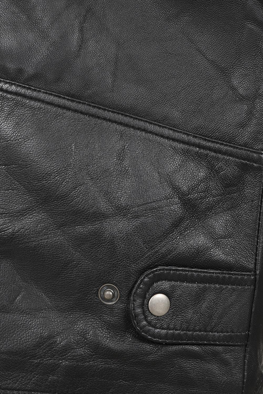 VINNY VIG Men's Genuine Lamb Leather Gilet - Black Brown Buff