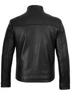 Men's Black Cowhide Leather Cafe Racer Jacket