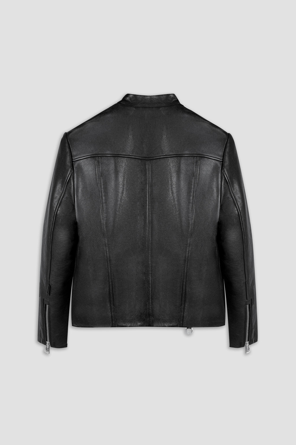 Refined Racer Collarless Leather Jacket