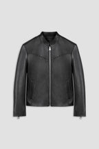 Refined Racer Collarless Leather Jacket
