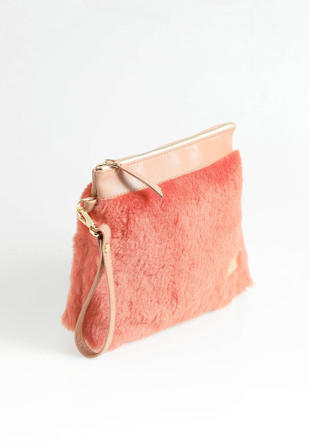 Women's Shearling Clutch Bag, Brick Wool