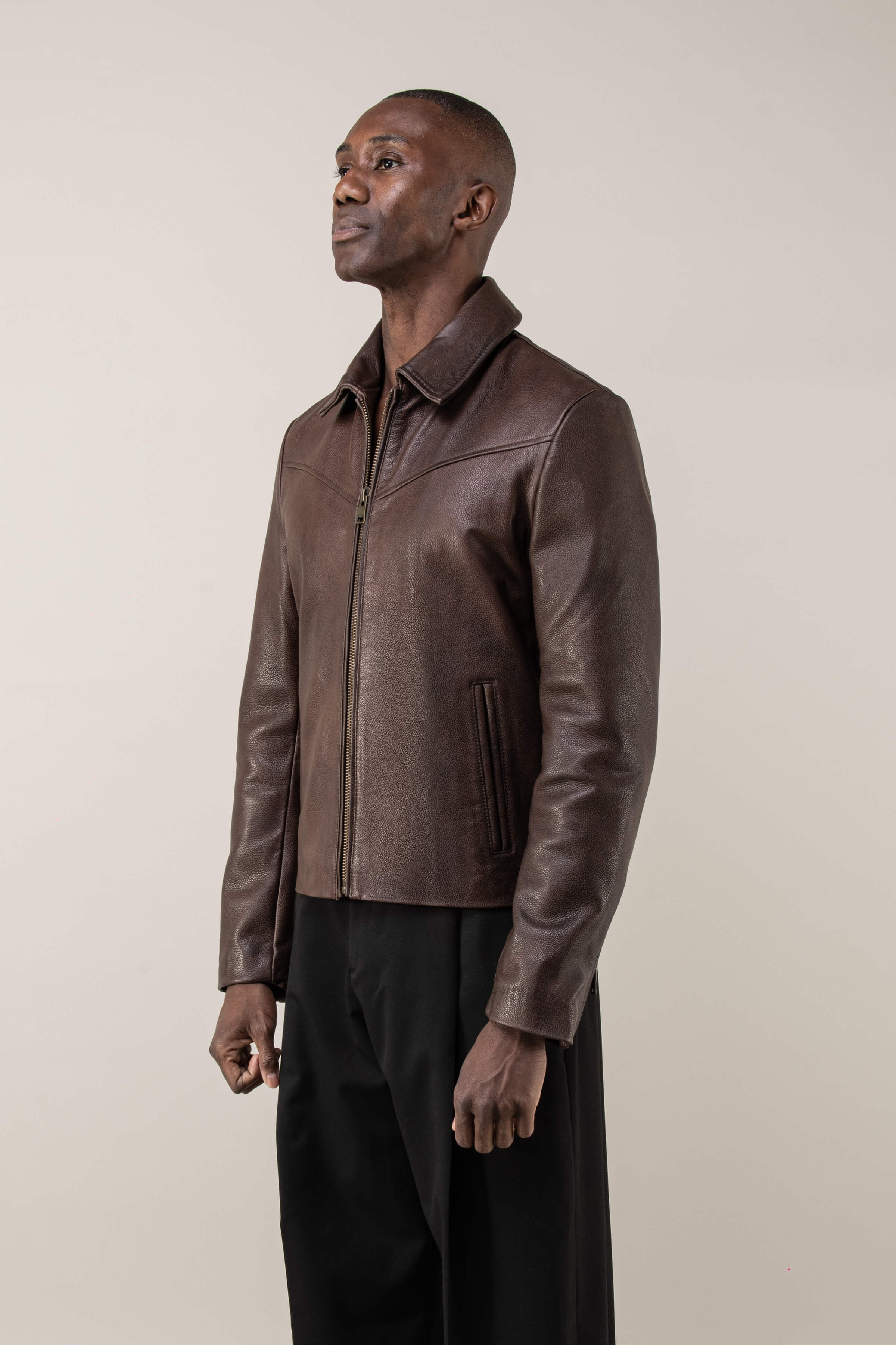 Hendrix: Vintage Brown Leather Jacket Tall