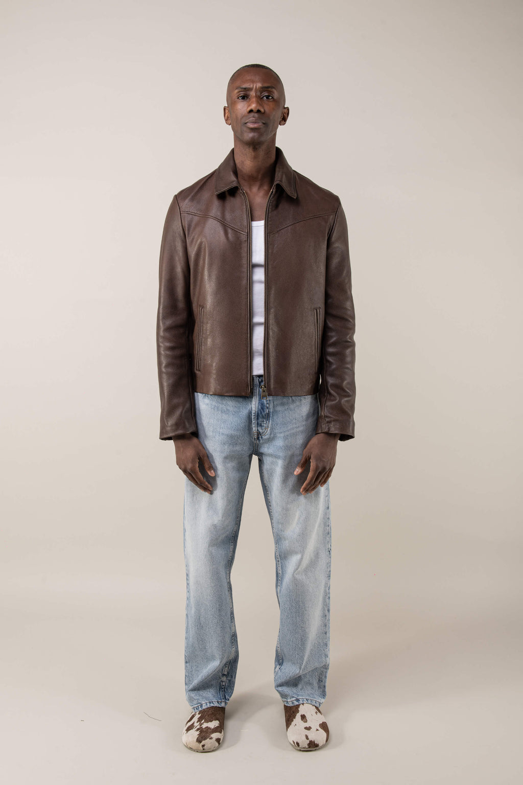 Hendrix: Vintage Brown Leather Jacket Tall