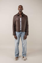 Hendrix: Vintage Brown Leather Jacket Tall