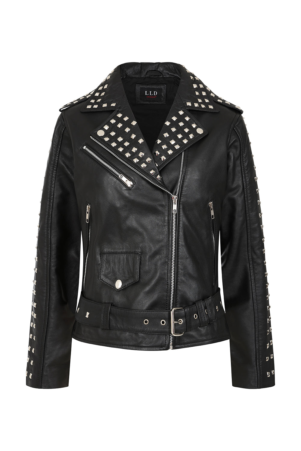 Women's Black Nappa Leather Rock Chic Biker Jacket - Tatiana 2