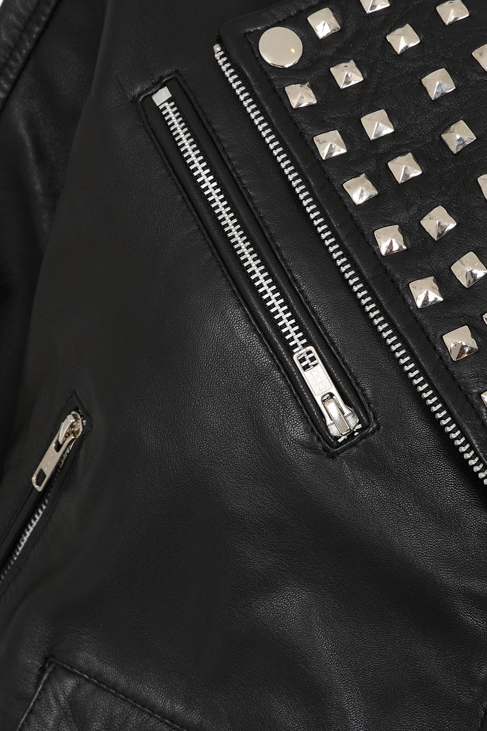 Women's Black Nappa Leather Rock Chic Biker Jacket - Tatiana 2