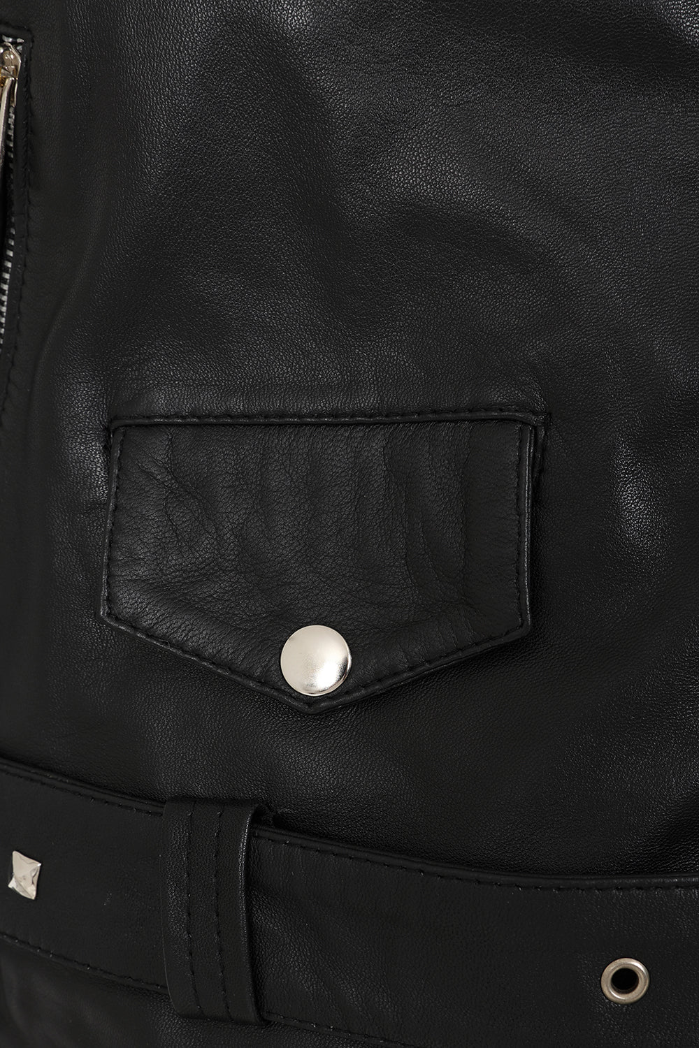 Women's Black Nappa Leather Rock Chic Biker Jacket - Tatiana 2