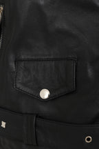 Women's Black Nappa Leather Rock Chic Biker Jacket - Tatiana 2