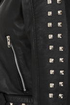 Women's Black Nappa Leather Rock Chic Biker Jacket - Tatiana 2