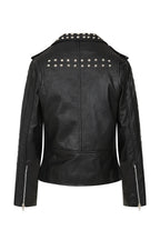 Women's Black Nappa Leather Rock Chic Biker Jacket - Tatiana 2