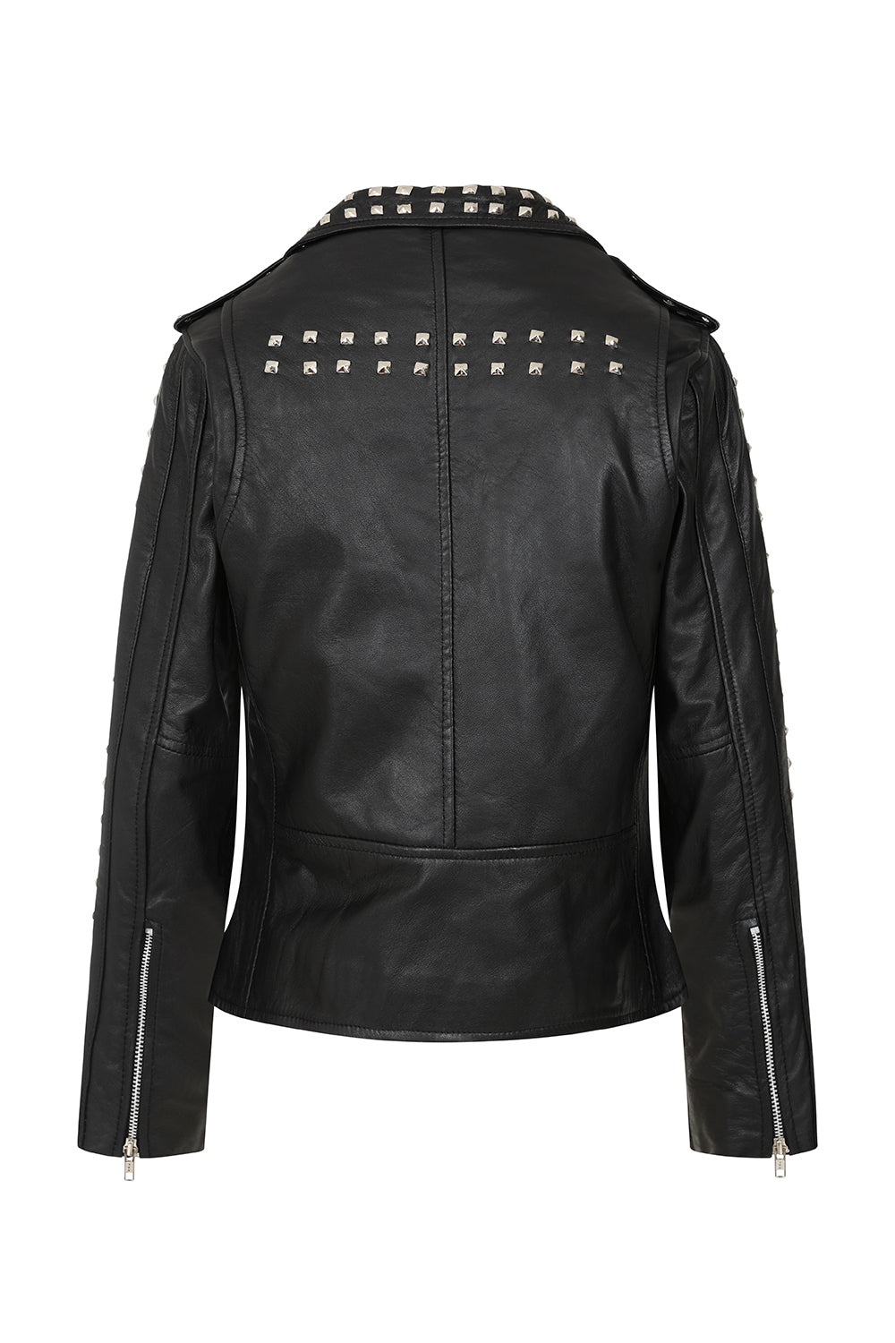 Women's Black Nappa Leather Rock Chic Biker Jacket - Tatiana 2