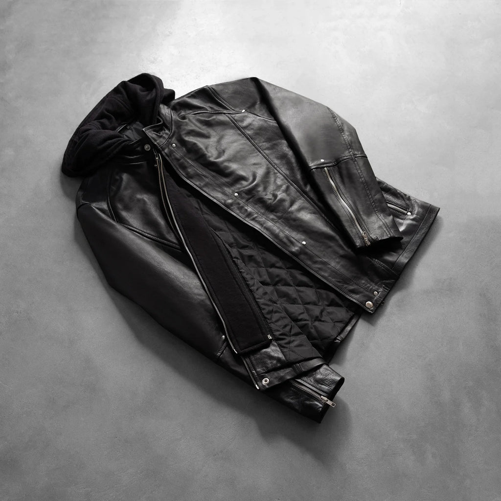 [FS] Highschool Black Hooded Leather Jacket