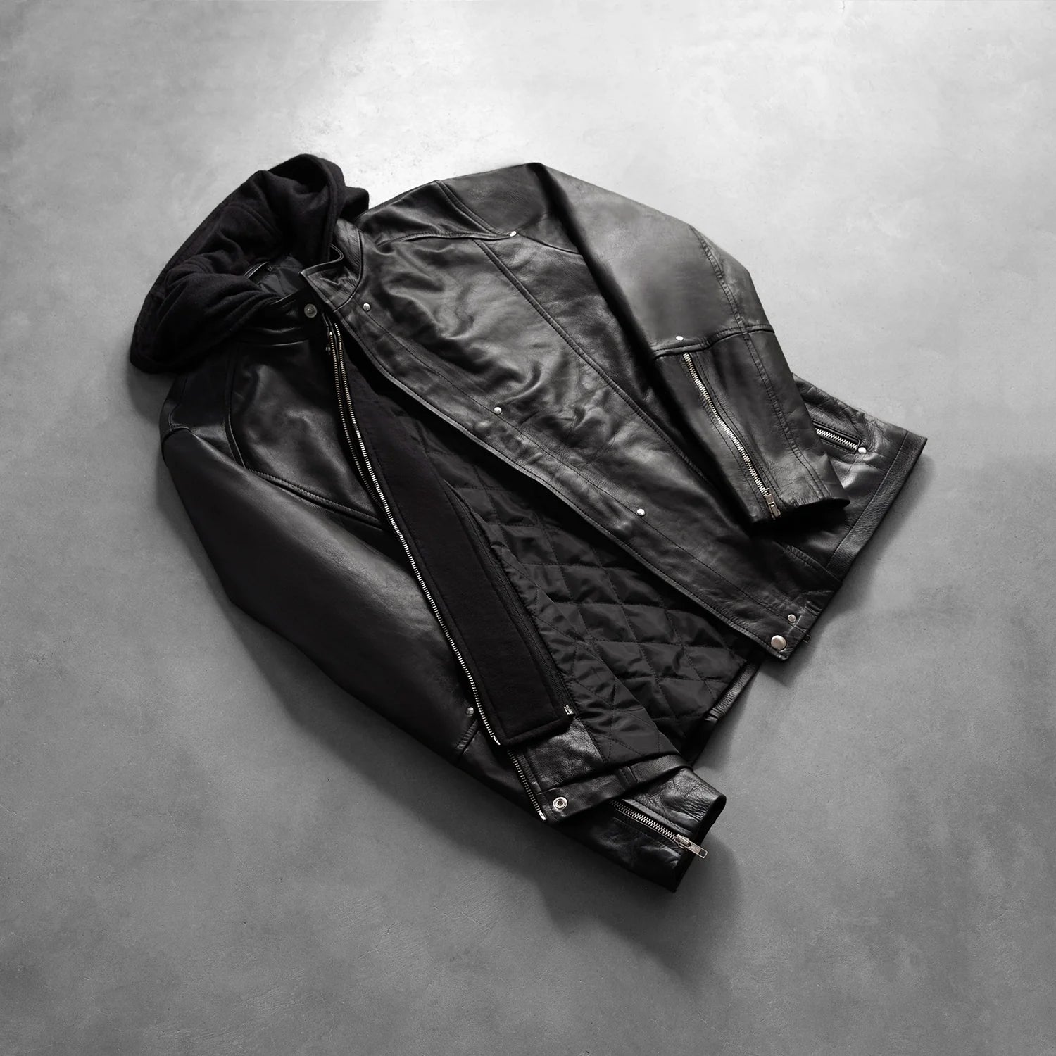 [FS] Highschool Black Hooded Leather Jacket