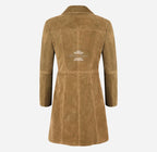 ELEGANT Women's Classic Suede Trench Coat Knee Length Coat