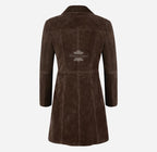 ELEGANT Women's Classic Suede Trench Coat Knee Length Coat