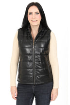 Women's Quilted Nappa Leather Gilet Black - SAMANTHA
