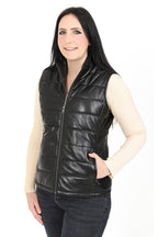 Women's Quilted Nappa Leather Gilet Black - SAMANTHA