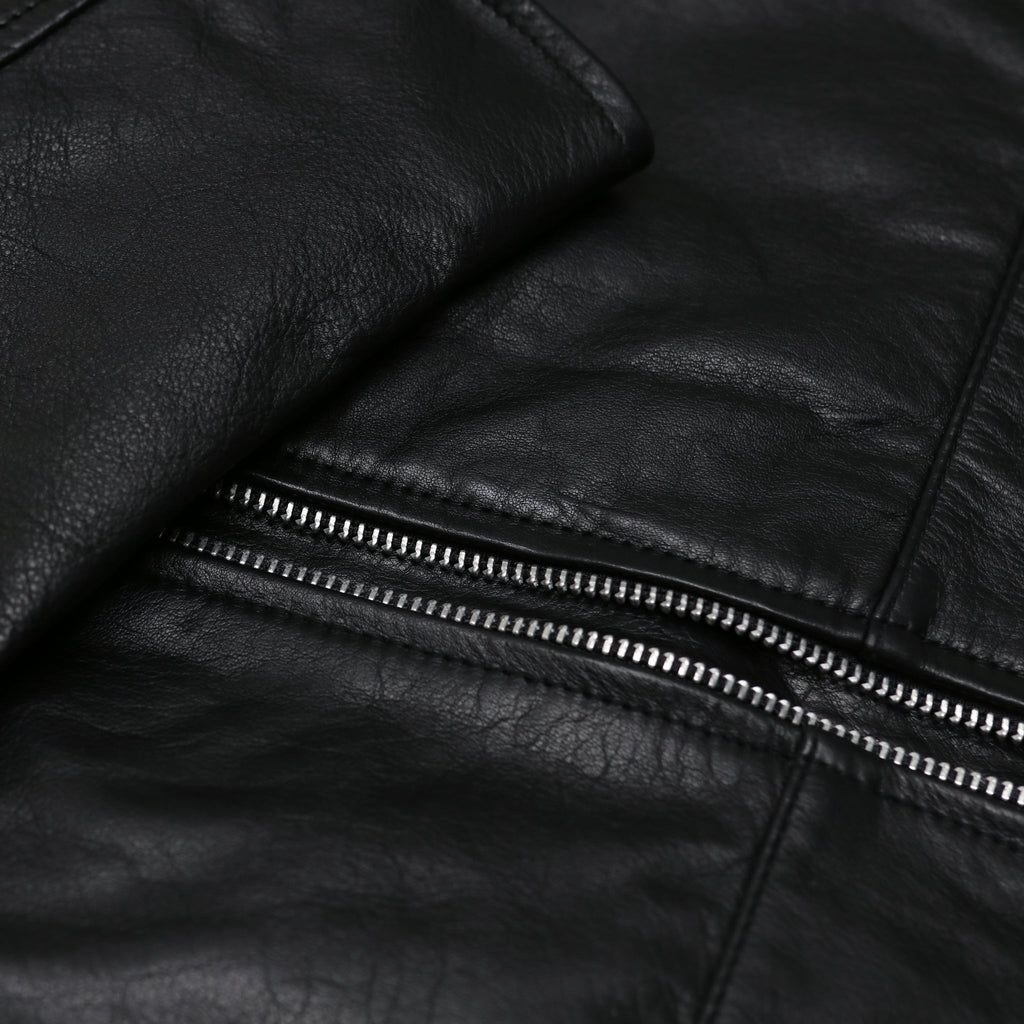 Valiant Black Leather Racer Jacket