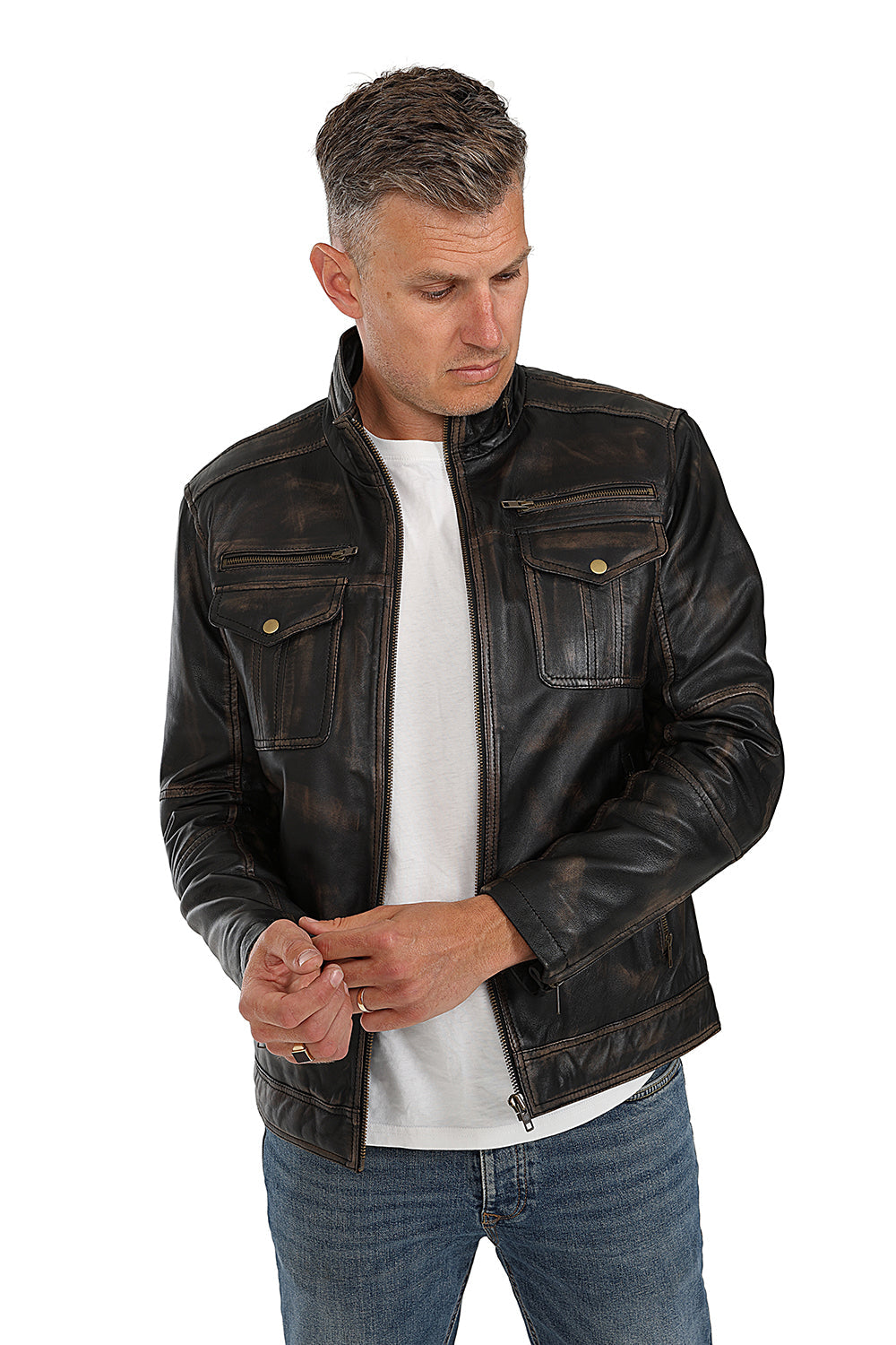 ARMANDO Men's Genuine Nappa Leather Jacket - Classic Brown