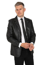 Men's Genuine Nappa Leather 3 Button Blazer Jacket - MICHAEL