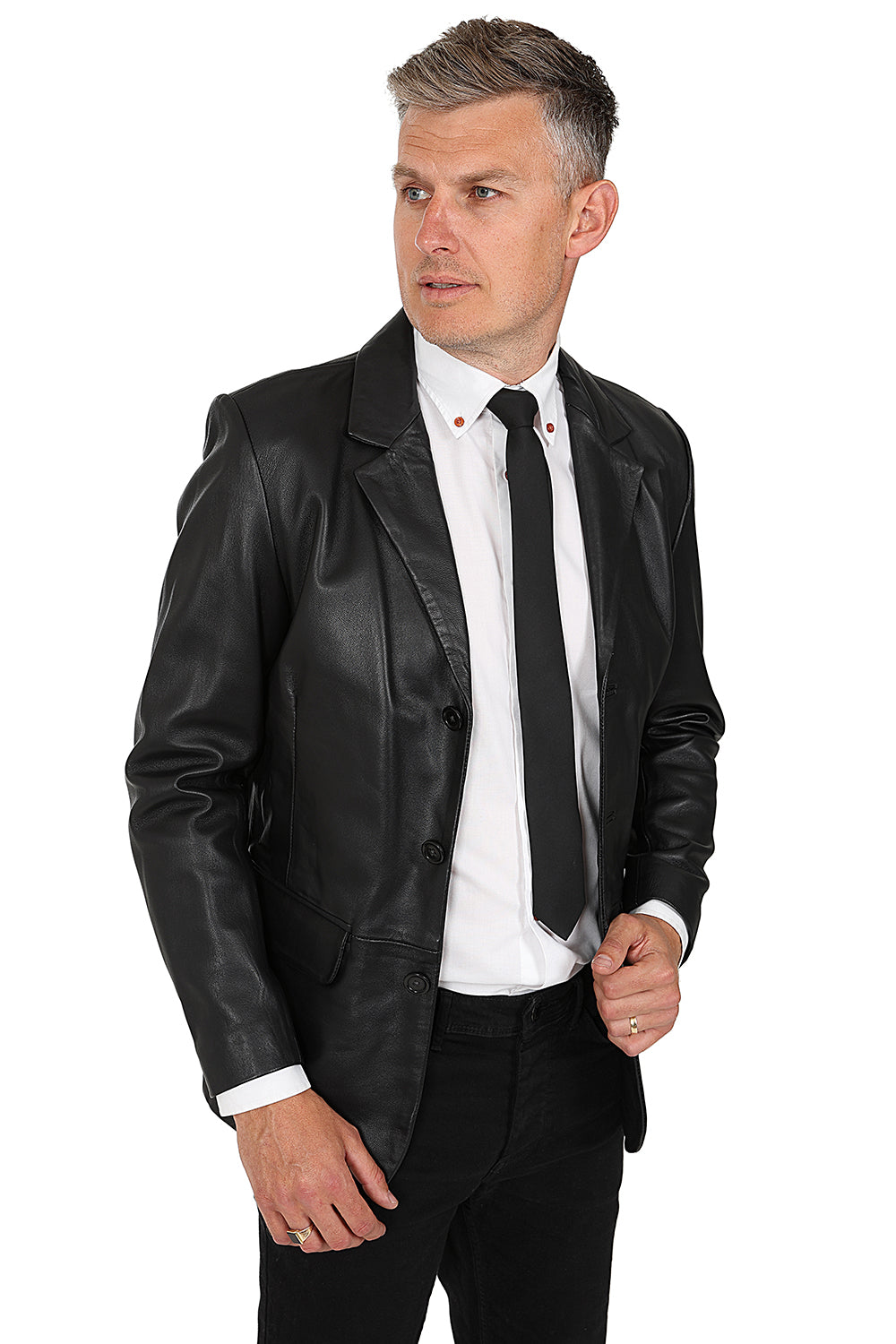 Men's Genuine Nappa Leather 3 Button Blazer Jacket - MICHAEL
