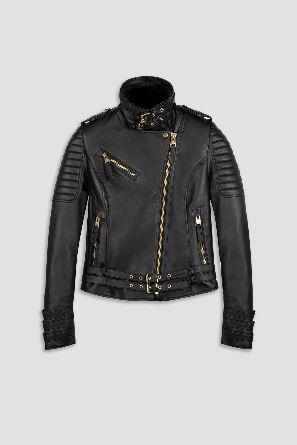 Jaws 3.0 Brushed Gold Hardware Leather Jacket
