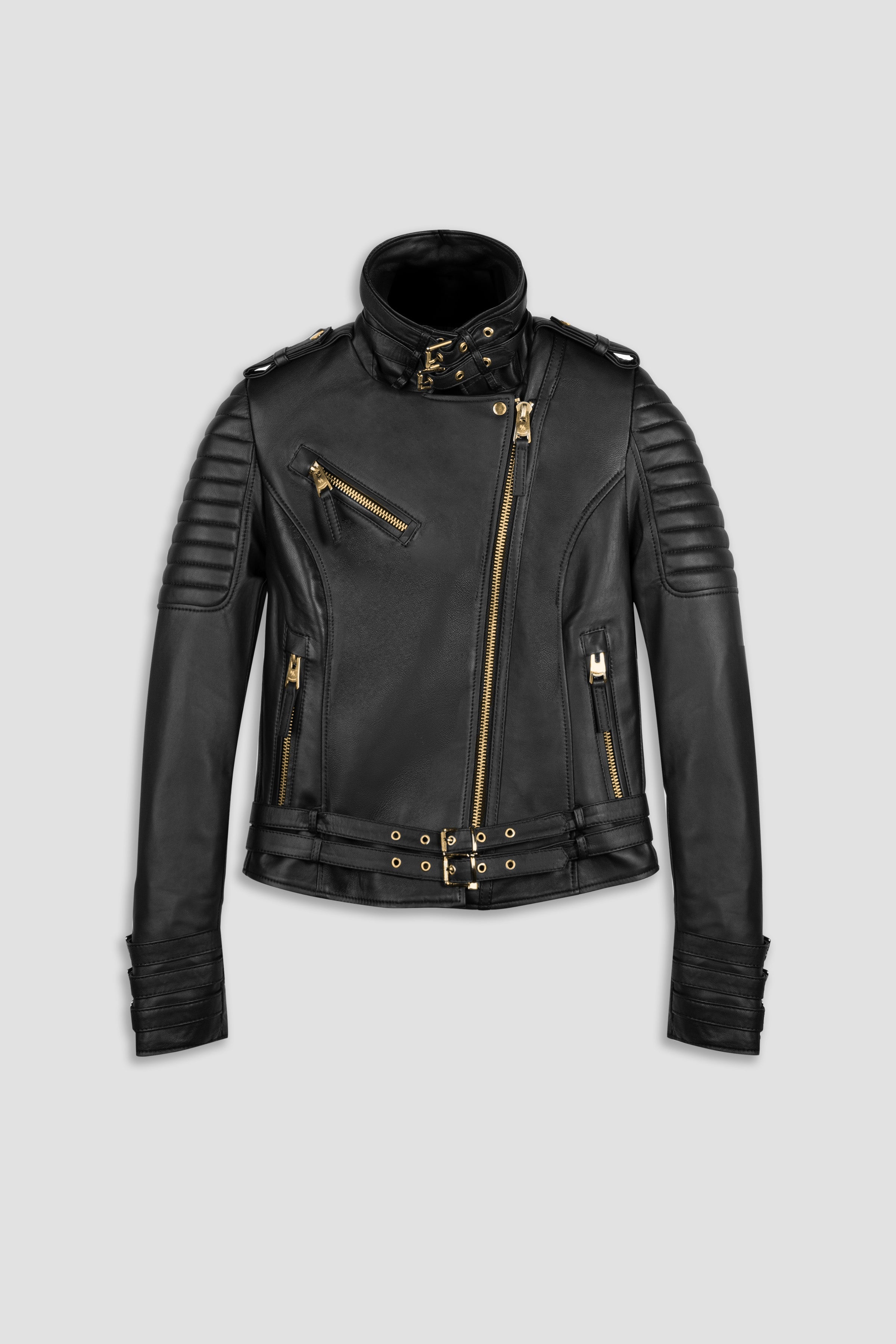 Jaws 3.0 Brushed Gold Hardware Leather Jacket