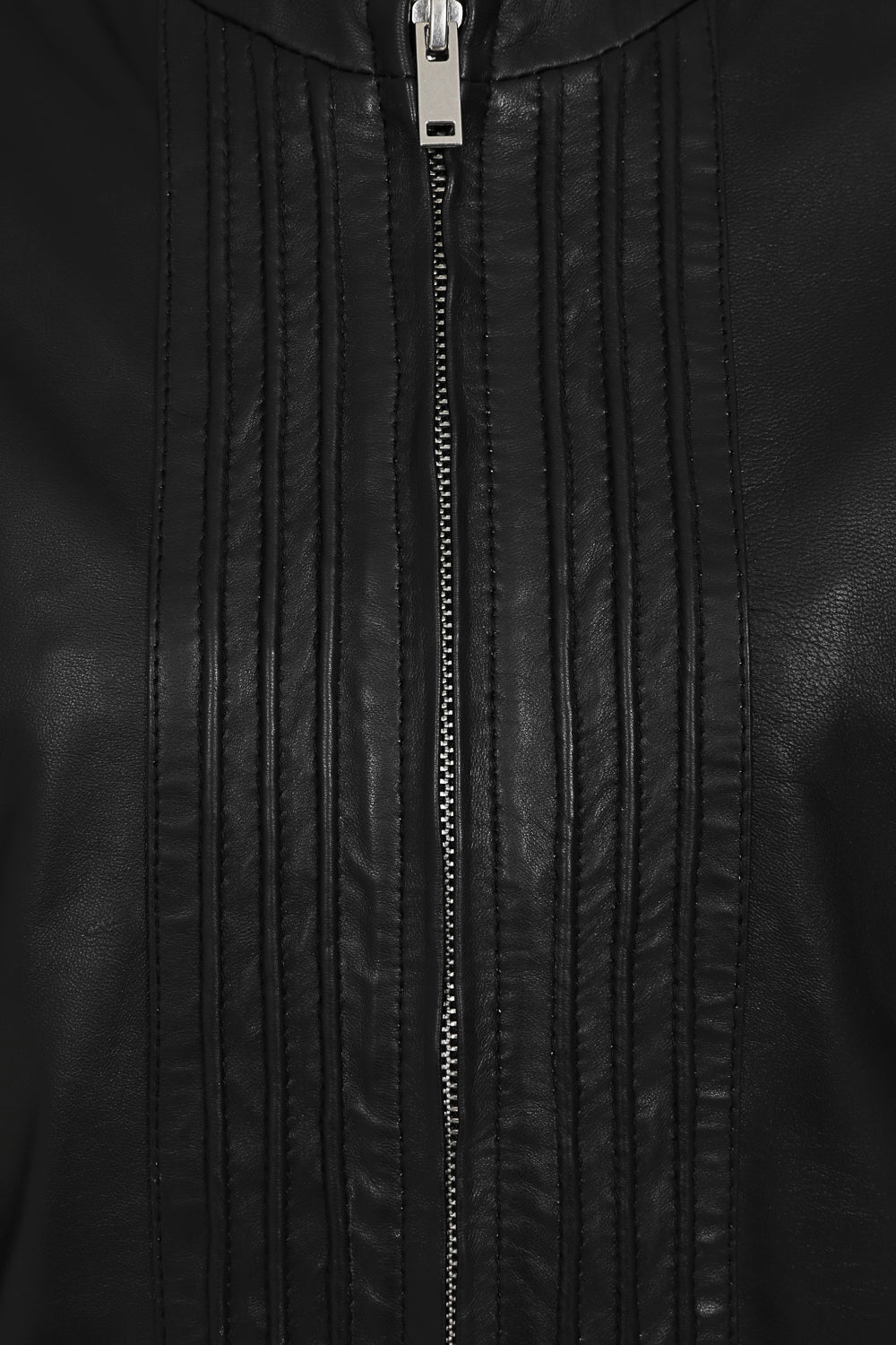 JACKIE Stylish Black Nappa Leather Jacket Standing Collar Women's